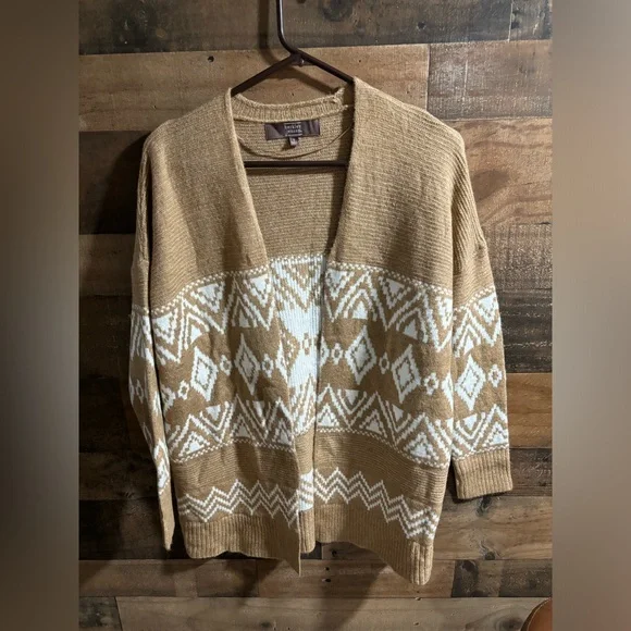 Tan Aztec Stretchy Cardigan - Picture 1 of 6